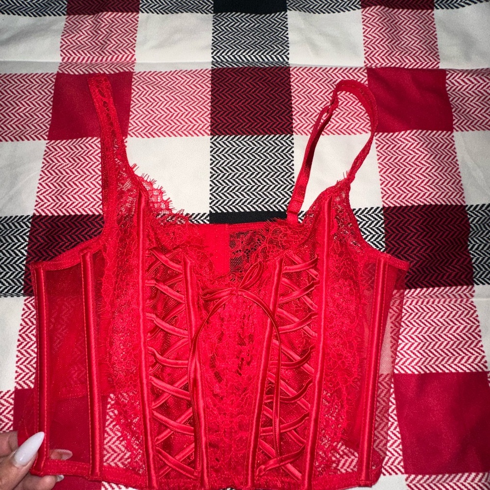 Red Lace Corset Top